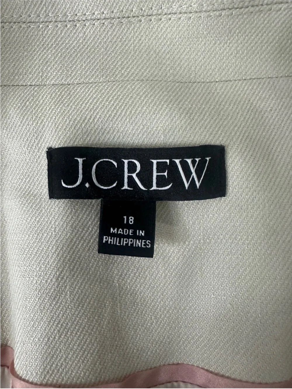 J.Crew Linen Blend Blazer Women’s Size 18 Ivory Black Trim Two Button Jacket
